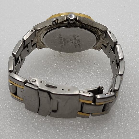 Armitron ANA DIGI Gold Silver Two Tone Alarm Blue Fume Chronograph Bezel Watch - Picture 6 of 7